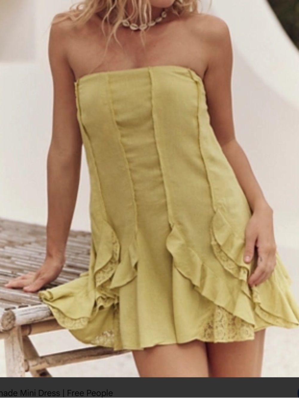 Free People Women's Summer Serenade Mini Dress Ruffled Linen Size XS - Picture 1 of 11